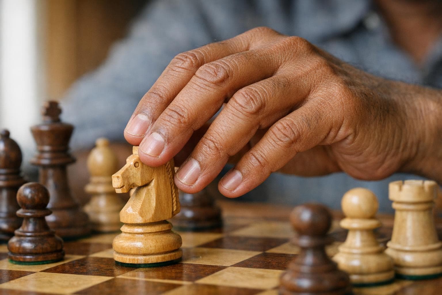 A considered move, played slowly and deliberately.